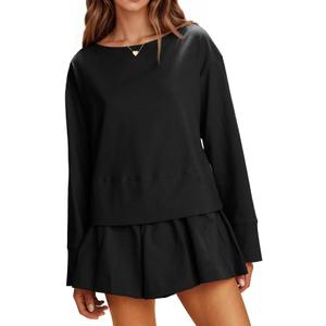 Cicy Bell Womens Long Sleeve Romper Dress Casual Loose Fit Boat Neck One Piece Shorts Jumpsuits Fall Outfits L