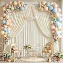10x10ft Ivory Backdrop Curtain Panels for Parties - Wrinkle Free Polyester Photo Curtain Backdrop Wedding Back Drop Fabric Drapes for Party Decorations Background for Photography