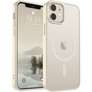 SUPFINE Magnetic for iPhone 12 Case/iPhone 12 Pro Case (Compatible with MagSafe) (Military Grade Drop Protection) Slim Translucent Matte Shockproof with Anti-Fingerprint Phone Case,Antique White