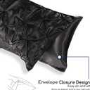 MR&HM Satin Comforter California King 7 Pieces Black - Luxurious Pinch Pleat Bedding Set with Comforter, Flat Sheet, Fitted Sheet, Pillowcases & Shams, Super Silky Soft Bed Set for All Season