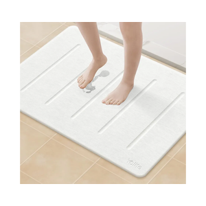 Yolife Stone Bath Mat Large, 32" x 20" Diatomaceous Earth Bath Mat for Bathroom, Super Absorbent Quick Drying Bathroom Stone Mat, Non-Slip Diatomite Shower Mat, Easy to Clean (White Grey)