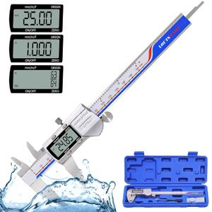 Digital Caliper Measuring Tool, IP54 Waterproof Electronic Digital Micrometer Caliper, Stainlee Steel Vernier Caliper with Large LCD Screen, Inch Metric Conversion, 6 Inch for Household/DIY