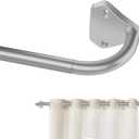 Silver Curtain Rods for Windows 28 to 48 inch, 5/8 inch Adjustable Wrap Around Blackout Curtain Rods for Bedroom & Outdoor