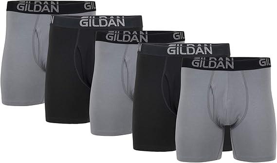 Gildan Men's Underwear Cotton Stretch Boxer Briefs, Multipack, 5 pcs, Black and Grey, Size 2XL
