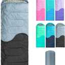 Sleeping Bag - 3 Seasons for Adults Kids Boys Girls Camping Hiking - Warm Cold Weather Lightweight Portable with Compression Bag for Backpacking in Spring, Summer, Fall and Winter (Single, 3 lbs-Black Grey)