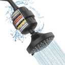 FEELSO Shower Head and 15 Stage Shower Filter Combo, High Pressure 5 Spray Settings Filtered Showerhead with Water Softener Filter Cartridge for Hard Water Remove Chlorine and Harmful Substances (Matte Black)