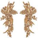 MECCANIXITY 2Pack Rhinestone Applique Patches, 11x7 Inches Champagne Lace Embroidery Patches Sew on Rhinestone Beaded Sequins for Sewing Making Dresses Wedding Banquet Evening Gown Decoration