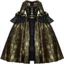 CosplayDiy Women's Queen Marie Antoinette Rococo Ball Gown Gothic Victorian Dress Costume Gold Black (Black, M)
