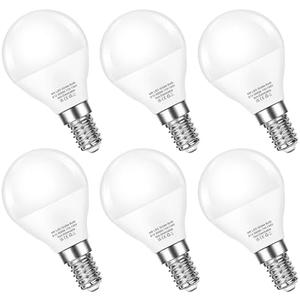 EvaStary E12 LED Bulbs 60W Equivalent, Daylight White 5000K, 6W, 600LM, Candelabra Base, A15/G45, Ceiling Fan Lights, Non-Dimmable, CRI 85+, for Bedroom Kitchen Chandelier, 6-Pack