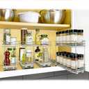 LYNK PROFESSIONAL Pull Out Spice Organization for Cabinets - 4-3/8 inch Wide Spice Rack for Inside Cabinets, Slide Out Spice Rack Organizer for cabinet Pull Out Spice Rack, Sliding 2 Tier Chrome
