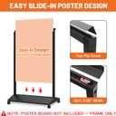 Heavy Duty Rolling Sidewalk Sign 24x36 Inch - Double-Sided Sandwich Board Poster Stand with Wheels, Slide-in Floor Standing Sign Holder Stand for Outdoor Business Advertising (Frame only)