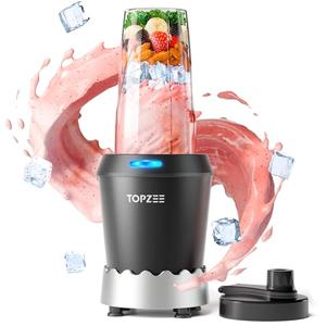 TOPZEE Personal Smoothie Blender, 1000W Single-Serve Blender with 24oz To-Go Cup, Twist-On Start/Stop, for Protein Shakes & Smoothies, Compact Countertop Blender, Black