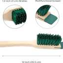 Heavy Duty Scrubbing Brush - Stiff Bristle Scraper, Wooden Handle, Universal Outdoor Cleaning Tool