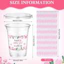 Funnymoom 50 Sets Baby Shower Plastic Cups a Sweet Little Girl Is on the Way 16 oz Floral Disposable Drinking Cups with Lids Straws for Girl Gender Reveal Birthday Party Decorations Supplies