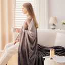 NEWCOSPLAY Super Soft Throw Blanket Ombre Dark Grey Premium Silky Flannel Fleece Leaves Pattern Lightweight Bed Blanket All Season Use (Ombre Dark Grey, Throw(50"x60"))