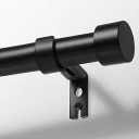 Zeerobee Curtain Rods for Windows 48 to 84, Black Curtain Rod, Adjustable 1 Inch Heavy Duty Outdoor/Indoor Modern Drapery Pole, 32"86"