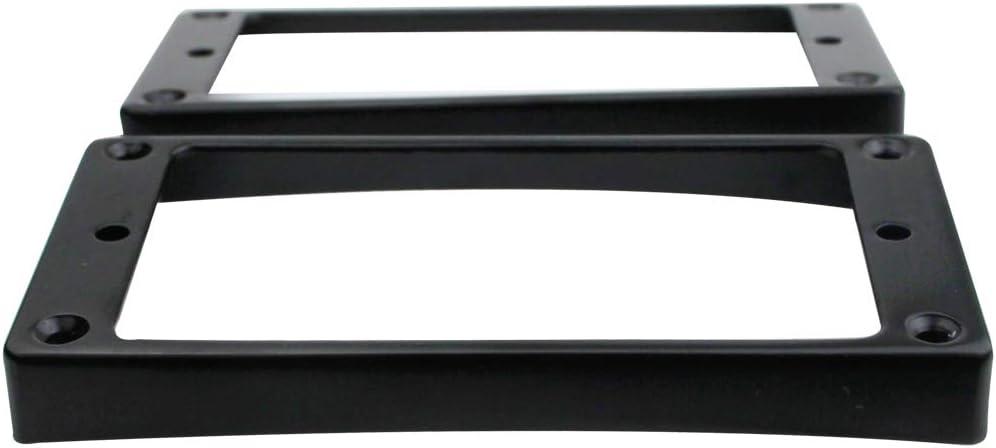 Guyker Curved Bottom Metal Humbucker Pickup Mounting Ring Set - Bridge and Neck Pickups Cover Frame Replacement Compatible with Les Paul LP Style Electric Guitar or Precision Bass(2PCS, Black)