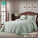 Sage Green Damask Quilt King Size Bedding Sets with 2 Pillow Shams, Boho Bedspread Lightweight Soft Farmhouse Vintage Bohemian Coverlet Retro Jacquard Pattern Bed Cover for All Season, 3 Pieces