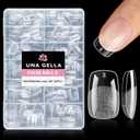 UNA GELLA Short Square & Squoval Nail Tips 216pcs Pre-Etched Short Square Round Oval Press on Nails Squoval Clear Acrylic Fake Full Cover Gel Nails Tips for Nail Extensions Home DIY Salon 12 Sizes
