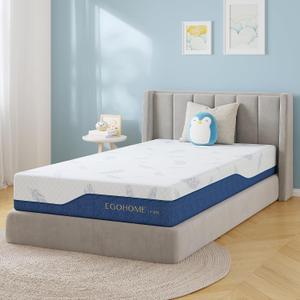 EGOHOME Firm Full Size Mattress 6 Inch Memory Foam Mattresses Bed in a Box with Gel Foam and Removeable Fiberglass Free Cover for Cool Sleep and Back Pain Relief, CertiPUR-US Certified, Blue