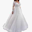Elegant A Line Plus Size Wedding Dress for Women with Lace Applique Tulle Bridal Gown, US 10