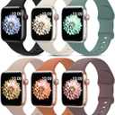 6 Pack Sport Bands Compatible with Apple Watch Band 38mm 40mm 41mm 42mm 44mm 45mm 49mm 46mm,Silicone Waterproof Strap for iWatch Apple Watch Series 11 10 9 Ultra 8 7 6 5 4 3 2 1 SE Women Men