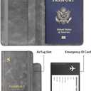 Stouchi AirTag Passport Wallet, Grey, Unisex, Faux Leather, RFID Blocking, Anti-Waterproof