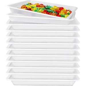 12 Pack Plastic Art Trays,Activity Tray Organizer Serving Tray,Serving Organizer Tray for Kids,School,Home,Painting,Beads,DIY Projects(White)