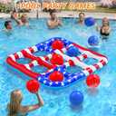 Pool Toys Games for Kids - Inflatable Outdoor Water Toys for Adults and Family Giant US Flag Floating Board Swimming Pool Game Float with 10 Balls Outdoor Beach Toy for Adults Teens Kids