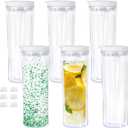 CHLJAR 25oz Acrylic Snowglobe Cups, 6-pack Plastic Snow Globe Cup with Lids and Straws, Snowglobe Tumblers with Pre-Drilled and Plug, Glow in the Dark, Individually Packaged (6pcs-White Lid)