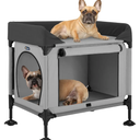 Veehoo Dog Bunk Bed, Dog Beds Attachment to Human Bed, Bedside Dogs Cot for Small, Medium Cats & Dogs, Pet Window Perch, Grey