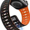 Magnetic Band Compatible with Apple Watch Band 49/46/45/44/42mm for Men Women, Breathable Silicone Sport Band with Safety Button for iWatch Ultra Series 11 10 9 8 7 6 5 4 3 SE (Black-Orange)