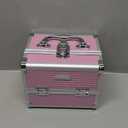 Joligrace Makeup Case Portable Makeup Box Travel Train Case Cosmetic Case Organizer with 2 trays Mirror Locking Make Up Storage Vanity Craft Nail Case Traveling Cosmetic Box for Girls Pink