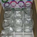 STARSIDE 8 oz Glass Juice Bottles with Lids 12 Pack - Square Reusable Drinking Jars for Juicing, Milk, Kombucha - Includes 1 Bottle Brush, 12 Colored Labels