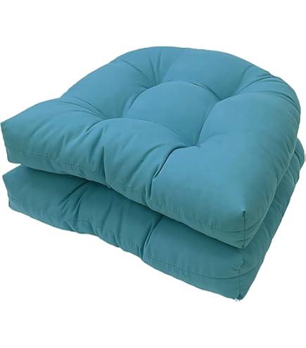 Waterproof Chair Cushions Set of 2 Outdoor, Tufted Thicken Weather and Fade Resistant Kitchen Seat Cushions, Patio Chair Pads for Garden Furniture Sofa Couch (Navy)