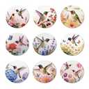 ANATTASOUL Coasters Set of 9 Hummingbird and Butterfly Pattern Colorful Wooden Coasters Bulk Round Housewarming Gift for New Home, 3.9" Decorative Coffee Table Protection for Farmhouse Bar Decor