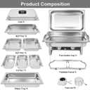 Chafing Dish Buffet Set[4 Pack] 8QT Stainless Steel Buffet Chafers,Catering Food Warmers Set With 7 Trays