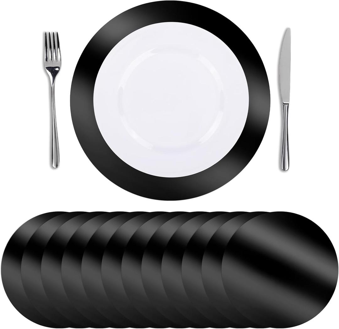 SHACOS 100Pcs Round Black Placemats, 13" Paper Place Mats Disposable for Dining Table, Charger Plates Table Mat for Christmas Dinner Party Wedding Birthday Banquet Table Setting Decor