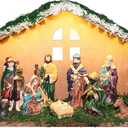 Lighted Christmas Nativity Set, Nativity Sets for Indoor with Wooden Stable, Nativity Scene Set & Figures for Christmas Decorations Indoor Tabletop Decorations