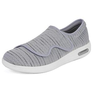 Women's Orthopedic Diabetic Walking Shoes Wide Fit Sneakers with Air Cushion & Adjustable Straps for Swollen Feet Grey, Size: 11 Wide