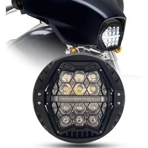 bamotop 120W 7'' Motorcycles LED Headlight With Whtie DRL Hi/Lo Beam Headlamp for Harley Davidson Touring Street Glide 2014-2023 [Plug And Play] (White DRL, 7 inch)