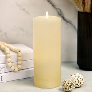 LumiPur Signature Natural Glow Flickering Flameless LED Wax Pillar Candle (3.5" x 9", Linen White)