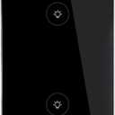 WiFi Smart Wall Touch Light Switch Glass Panel Wireless Remote Control by Mobile APP Anywhere Compatible with Alexa,Timing Function No Hub Required (Wall Switch 2 Gang)
