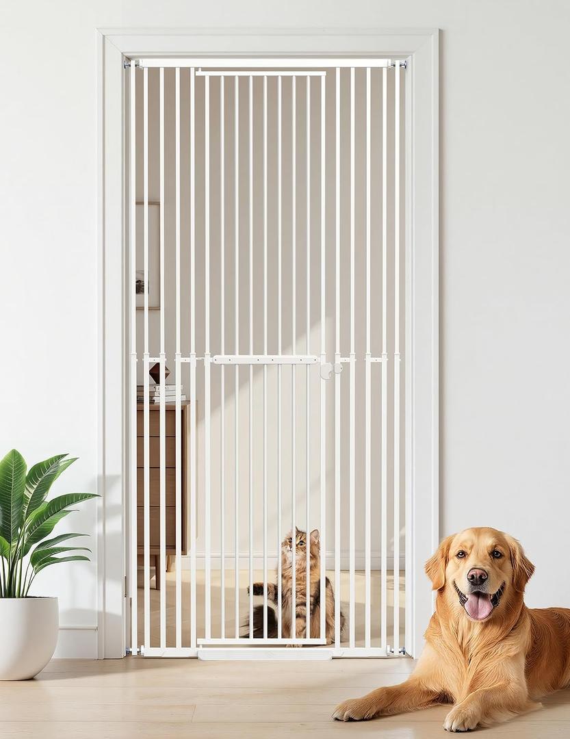 Extra Tall Cat Gate for Doorways, 47.2-86.6" High, Pet Gate