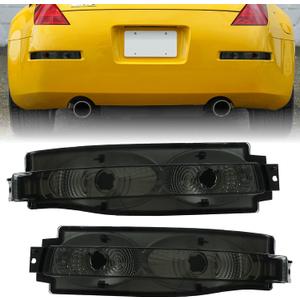 USR DEPO 03-09 350Z Reverse Lights - Smoke Rear Bumper Turn Signal + Backup Lamps Pair (Left + Right) Compatible with 2003-2009 Nissan 350Z Z33 (Smoked Lens)
