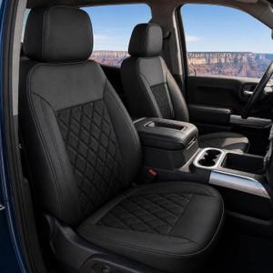Umbrauto Custom Seat Covers for Silverado, Waterproof Nappa Leather Full Set Seatcovers for Chevy Silverado/GMC Sierra 2007-2013 & 2019-2026 1500, 2020-2026 2500HD 3500HD Crew/Double/Extended Cab