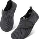 Scurtain Kids Toddler Water Shoes Barefoot Quick-Dry Aqua Socks for Boys Girls Baby with Non-Slip Rubber Sole (6-7 Toddler, Dark Grey)