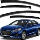 Lightronic Extra Durable Outside-Mount Auto Vent Window Visor, Fits 2015-2019 Hyundai Sonata, UV Protection Rain Guard, Original Wind Deflector, No-Drill Easy Install, Dark Smoke, 4-Pcs