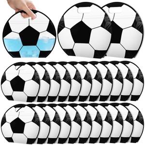 24pcs Soccer Snack Bags with Handles Reusable Sealed Candy Bags, Stand-up Bottom Goodie Bags for Soccer Sport Game Day Practice Birthday Gifts and Soccer Party Supplies, Soccer Training Treat Bags (1 Count (Pack of 24))