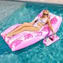 SLOOSH Inflatable Pool Floats Adult - Extreme Comfort Pool Lounge Chair with Detachable Cup Holder, Heavy Duty Lounger Floating Recliner Blow Up Floaties Water Floaty Lake Beach Tanning Float (Pink)